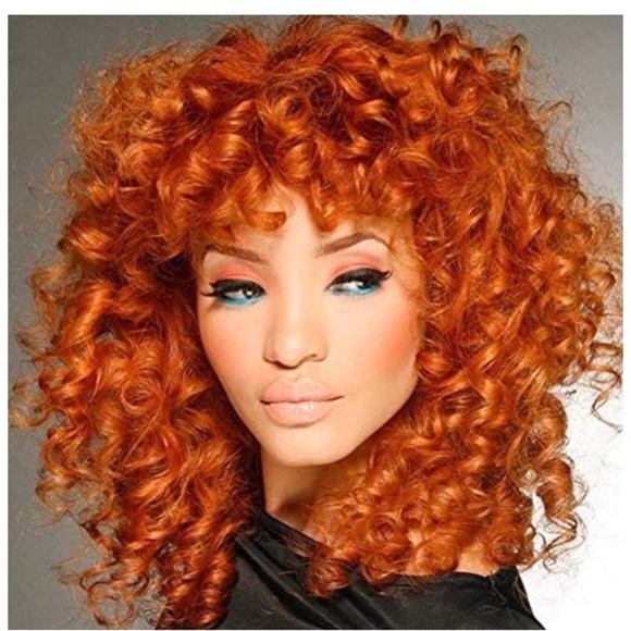 Orange Copper Afro Short Curly Full Wigs